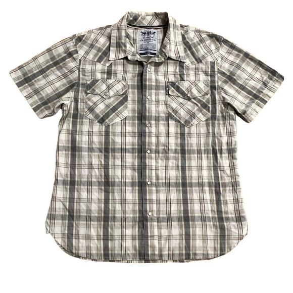 Levi Strauss & Co Two Horse Brand Western Pearl Snap Plaid Shirt Men’s L Cowboy - Picture 2 of 14